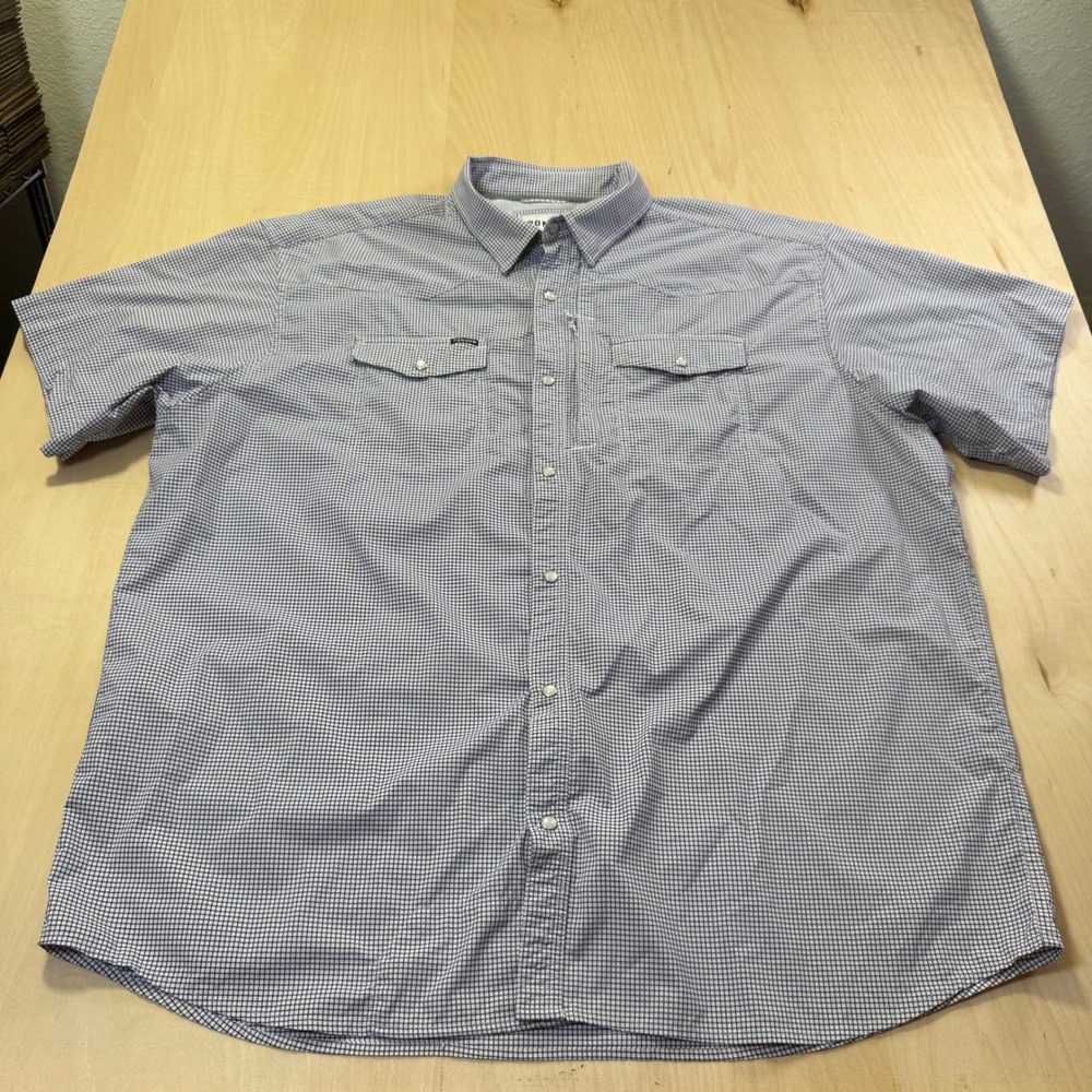 Poncho Outdoors Mens XXL Regular Fit Short Sleeve Fishing Shirt‎ Purple Checkers